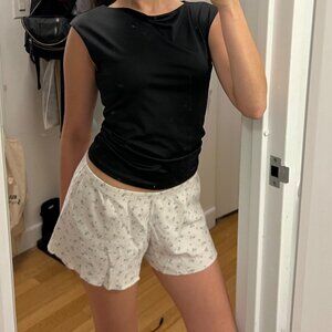 Brandy Melville waffle shorts with the cutest blue floral design. Perfect condit